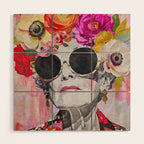 Ageless Glamour And Grace Unbound Female Portrait With Flowers Wood Wall Art Gallery Image 1