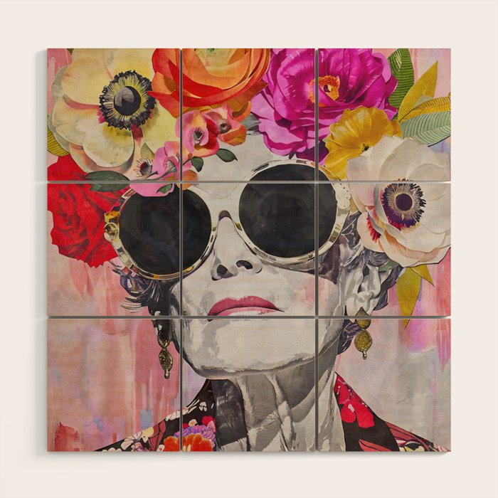 Ageless Glamour And Grace Unbound Female Portrait With Flowers Wood Wall Art Gallery Image 1