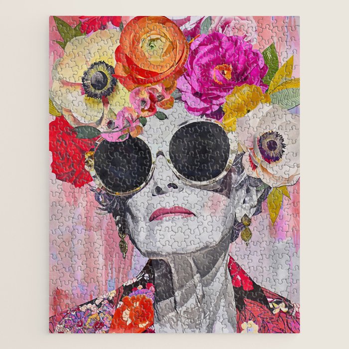 Ageless Glamour And Grace Unbound Female Portrait With Flowers Jigsaw Puzzle Gallery Image 1