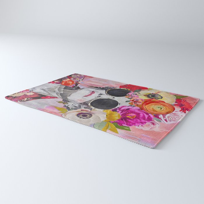 Ageless Glamour And Grace Unbound Female Portrait With Flowers Rug Gallery Image 3