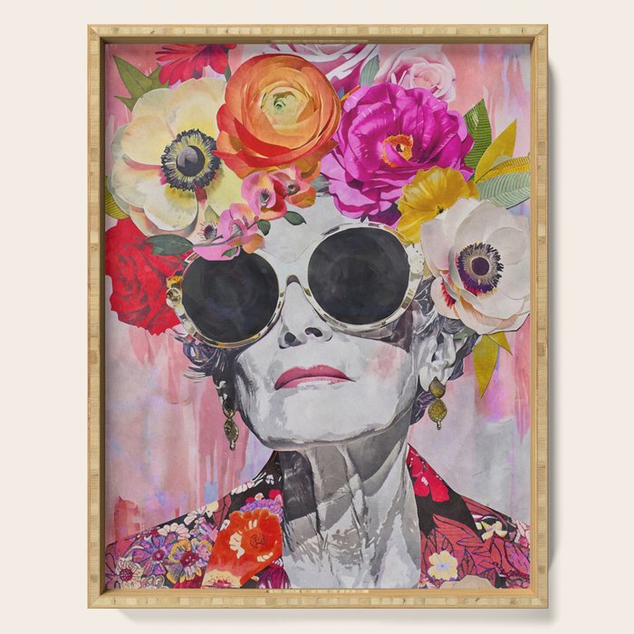 Ageless Glamour And Grace Unbound Female Portrait With Flowers Serving Tray Gallery Image 1