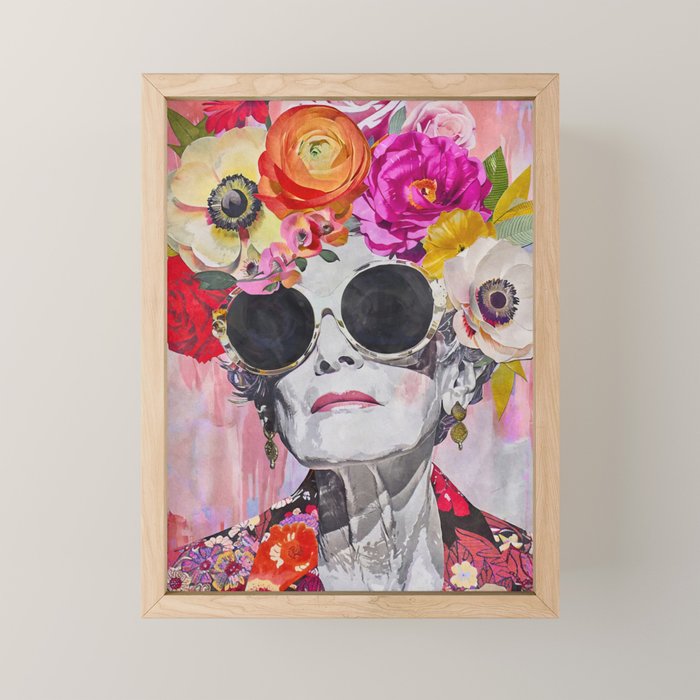Ageless Glamour And Grace Unbound Female Portrait With Flowers Mini Art Print Gallery Image 1