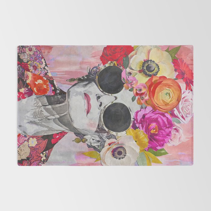 Ageless Glamour And Grace Unbound Female Portrait With Flowers Rug Gallery Image 2