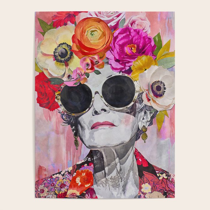 Ageless Glamour And Grace Unbound Female Portrait With Flowers Poster Gallery Image 1