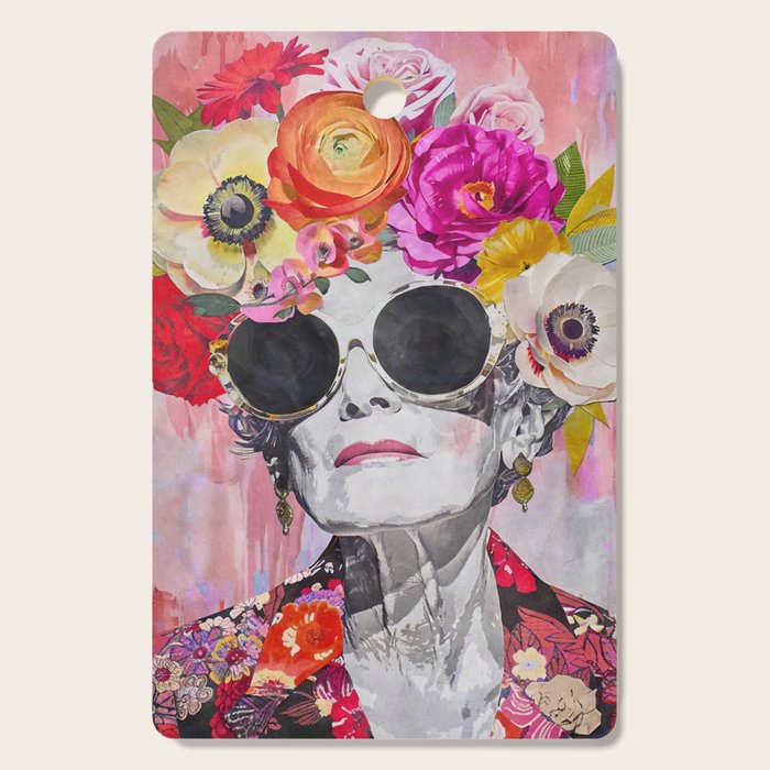 Ageless Glamour And Grace Unbound Female Portrait With Flowers Cutting Board Gallery Image 1