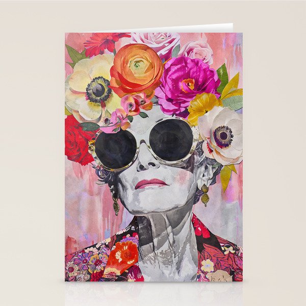 Ageless Glamour And Grace Unbound Female Portrait With Flowers Stationery Card Gallery Image 2
