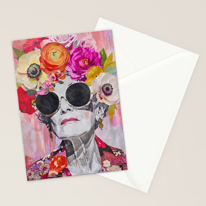 Ageless Glamour And Grace Unbound Female Portrait With Flowers Stationery Card Gallery Image 2