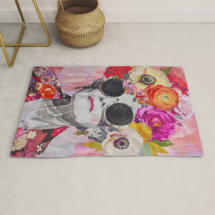 Ageless Glamour And Grace Unbound Female Portrait With Flowers Rug Gallery Image 1