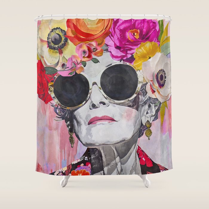 Ageless Glamour And Grace Unbound Female Portrait With Flowers Shower Curtain Gallery Image 1