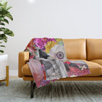 Ageless Glamour And Grace Unbound Female Portrait With Flowers Throw Blanket Gallery Image 1