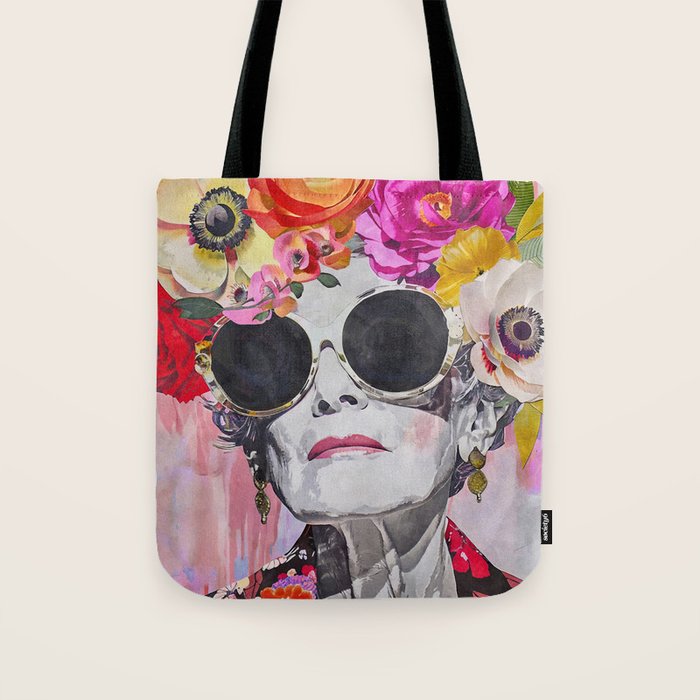 Ageless Glamour And Grace Unbound Female Portrait With Flowers Tote Bag Gallery Image 1