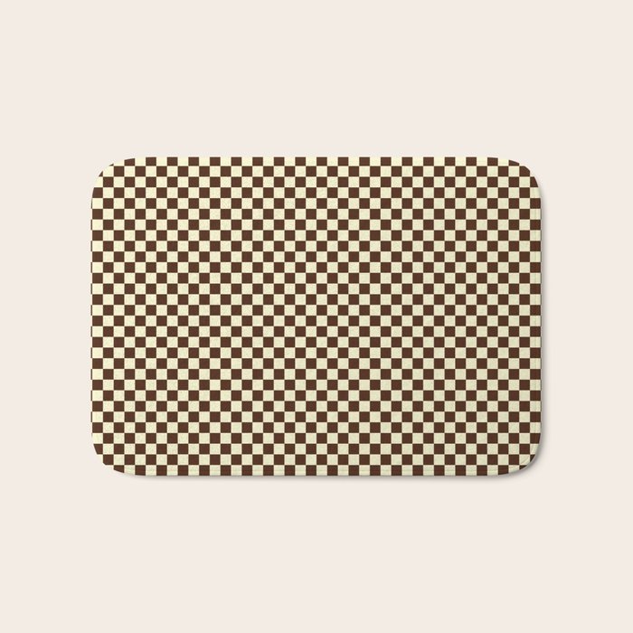 Chocolate Brown and Cream Checkerboard Squares Bath Mat Gallery Image 1