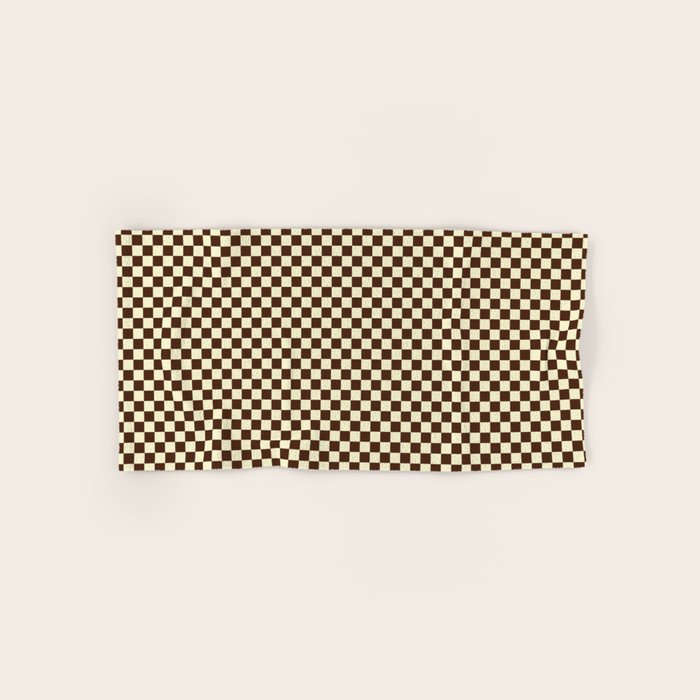 Chocolate Brown and Cream Checkerboard Squares Bath Towel Gallery Image 1