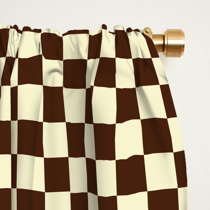 Chocolate Brown and Cream Checkerboard Squares Window Curtain Gallery Image 2