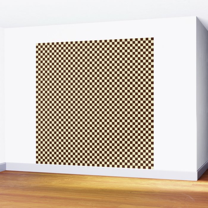 Chocolate Brown and Cream Checkerboard Squares Wall Mural Gallery Image 2