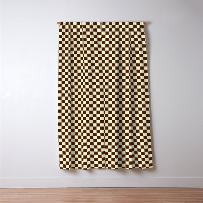 Chocolate Brown and Cream Checkerboard Squares Window Curtain Gallery Image 3