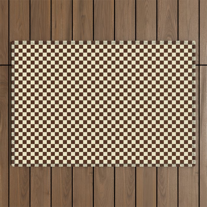 Chocolate Brown and Cream Checkerboard Squares Outdoor Rug Gallery Image 1
