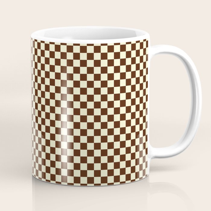 Chocolate Brown and Cream Checkerboard Squares Coffee Mug Gallery Image 1
