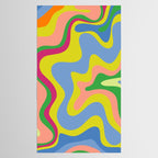 Retro Liquid Swirl Bright Pop Colorful Abstract Pattern in Spring Blue Green Lime Pink Orange Tablecloth Gallery Image 2
