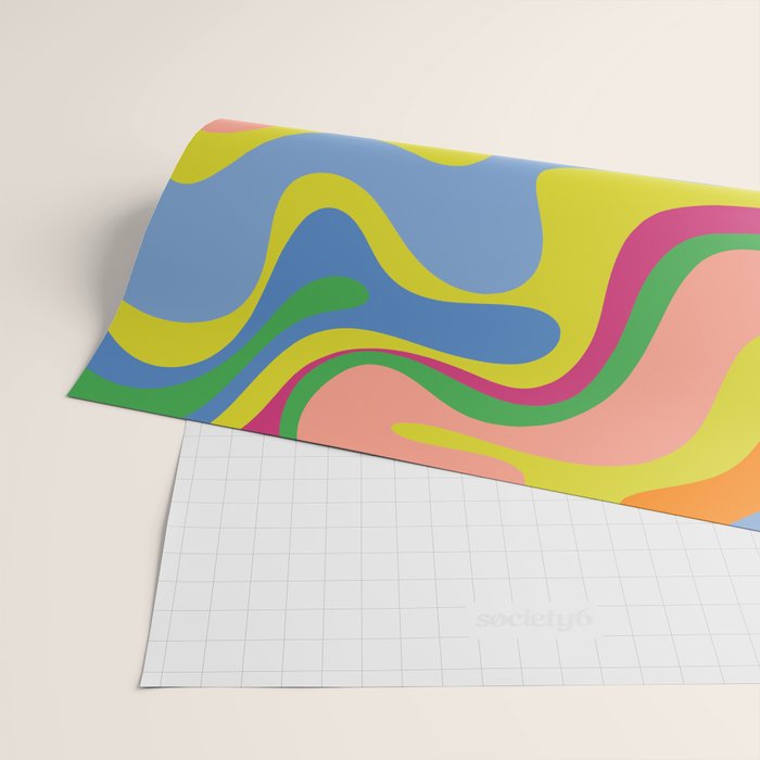 Retro Liquid Swirl Bright Pop Colorful Abstract Pattern in Spring Blue Green Lime Pink Orange Wrapping Paper Gallery Image 2