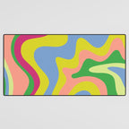 Retro Liquid Swirl Bright Pop Colorful Abstract Pattern in Spring Blue Green Lime Pink Orange Desk Mat Gallery Image 3