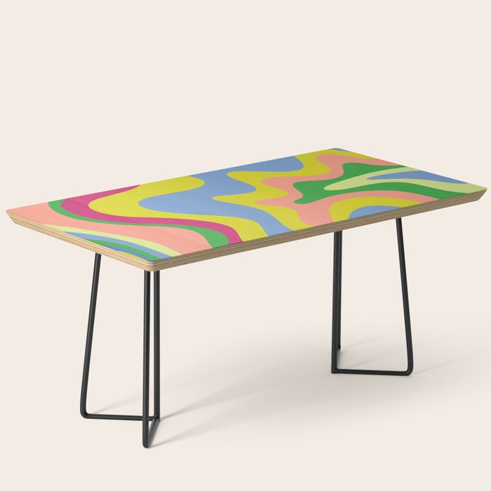 Retro Liquid Swirl Bright Pop Colorful Abstract Pattern in Spring Blue Green Lime Pink Orange Coffee Table Gallery Image 1