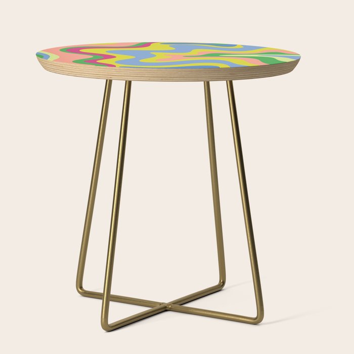 Retro Liquid Swirl Bright Pop Colorful Abstract Pattern in Spring Blue Green Lime Pink Orange Side Table Gallery Image 1