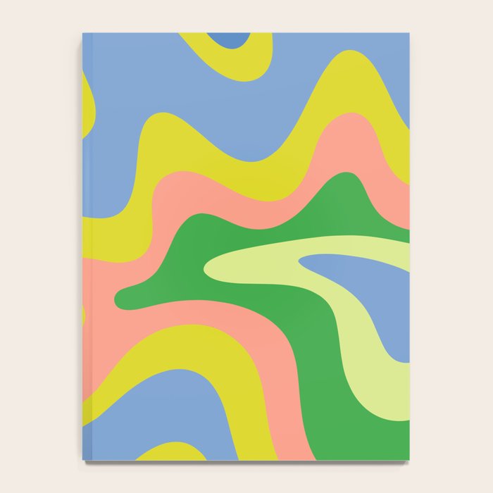 Retro Liquid Swirl Bright Pop Colorful Abstract Pattern in Spring Blue Green Lime Pink Orange Notebook Gallery Image 4