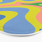Retro Liquid Swirl Bright Pop Colorful Abstract Pattern in Spring Blue Green Lime Pink Orange Bath Mat Gallery Image 3
