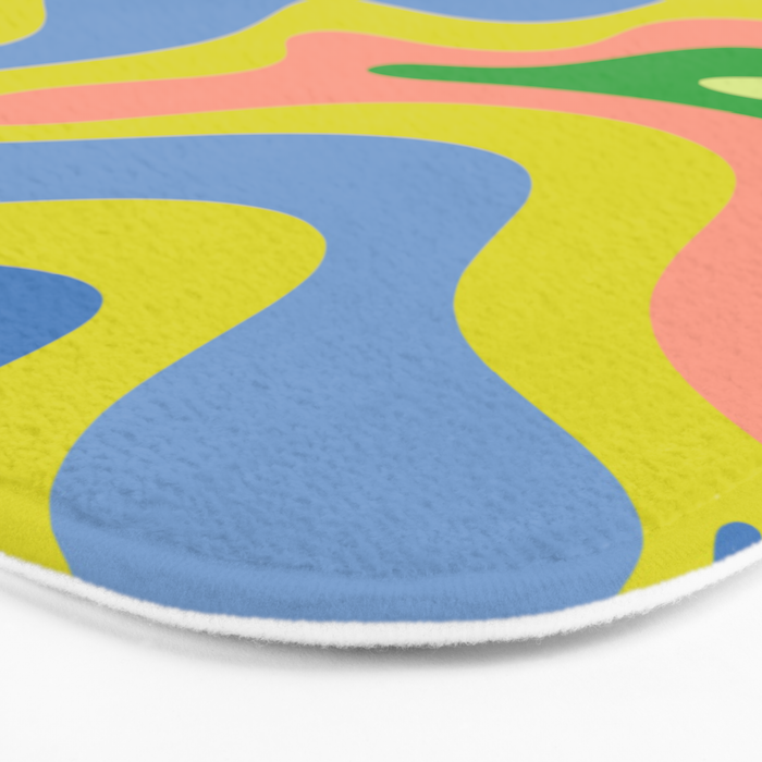 Retro Liquid Swirl Bright Pop Colorful Abstract Pattern in Spring Blue Green Lime Pink Orange Bath Mat Gallery Image 3