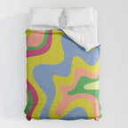 Retro Liquid Swirl Bright Pop Colorful Abstract Pattern in Spring Blue Green Lime Pink Orange Comforter Gallery Image 6