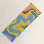 Retro Liquid Swirl Bright Pop Colorful Abstract Pattern in Spring Blue Green Lime Pink Orange Yoga Mat Gallery Image 1