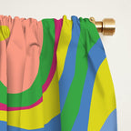 Retro Liquid Swirl Bright Pop Colorful Abstract Pattern in Spring Blue Green Lime Pink Orange Window Curtain Gallery Image 2