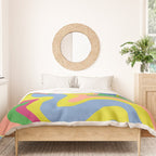 Retro Liquid Swirl Bright Pop Colorful Abstract Pattern in Spring Blue Green Lime Pink Orange Duvet Cover Gallery Image 3