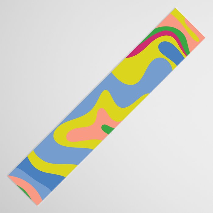 Retro Liquid Swirl Bright Pop Colorful Abstract Pattern in Spring Blue Green Lime Pink Orange Table Runner Gallery Image 3