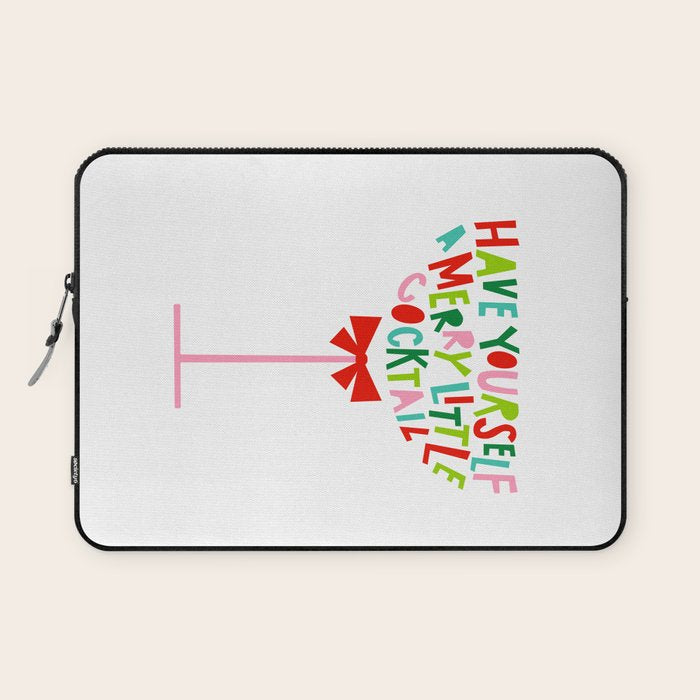 Have Yourself a Merry Little Cocktail - Festive Cocktail Typography Laptop Sleeve Gallery Image 1