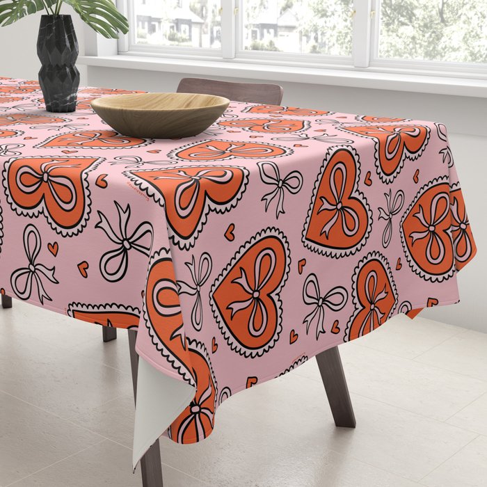 Heart Bow Print Tablecloth Gallery Image 3