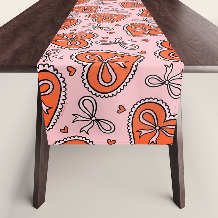 Heart Bow Print Table Runner Gallery Image 1