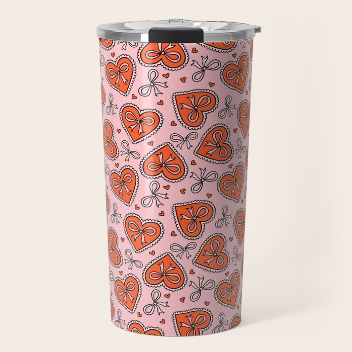 Heart Bow Print Travel Mug Gallery Image 1