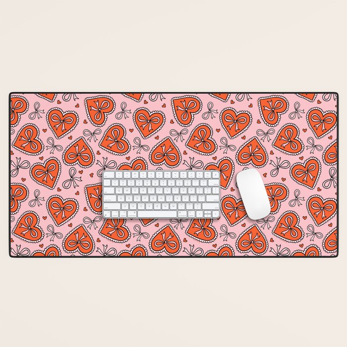 Heart Bow Print Desk Mat Gallery Image 1