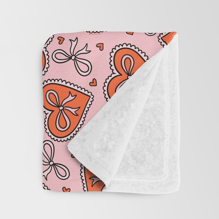 Heart Bow Print Throw Blanket Gallery Image 3