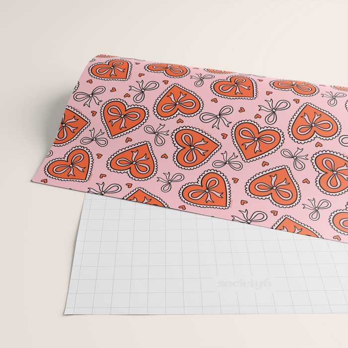 Heart Bow Print Wrapping Paper Gallery Image 2