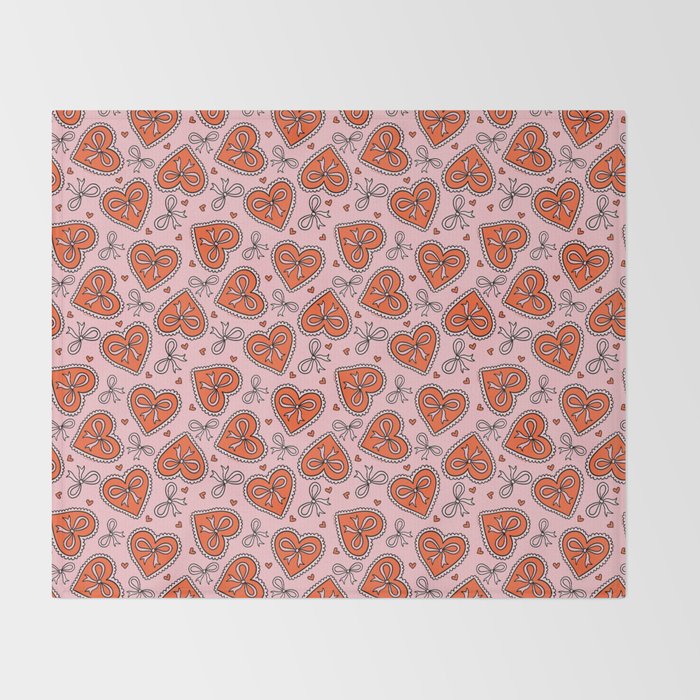 Heart Bow Print Throw Blanket Gallery Image 2