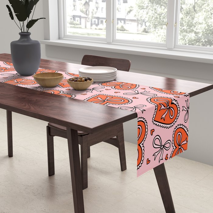 Heart Bow Print Table Runner Gallery Image 2