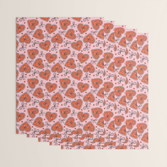 Heart Bow Print Wrapping Paper Gallery Image 3