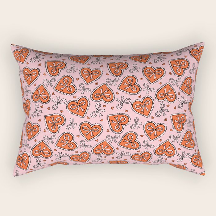 Heart Bow Print Rectangular Pillow Gallery Image 2