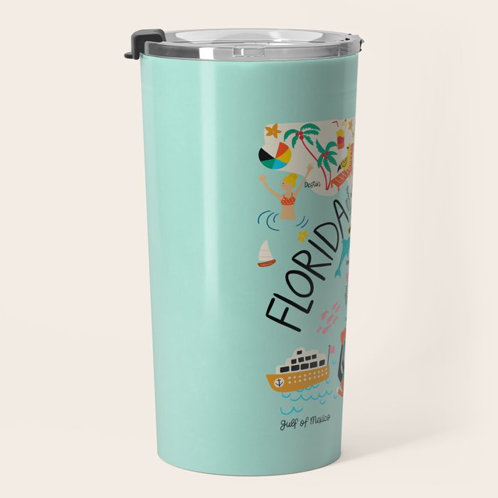 Florida State Beach Map Travel Mug Gallery Image 3
