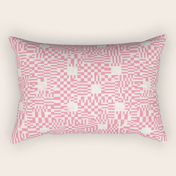 Checkered Pink Matrix Rectangular Pillow Gallery Image 1