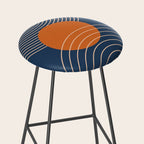 Geometric Lines in Orange and Navy Blue 2 (Sun and Rainbow Abstract) Stool Gallery Image 2