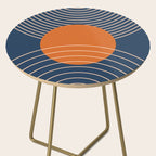 Geometric Lines in Orange and Navy Blue 2 (Sun and Rainbow Abstract) Side Table Gallery Image 2